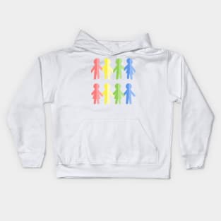 Rainbow Paper People Chain Kids Hoodie